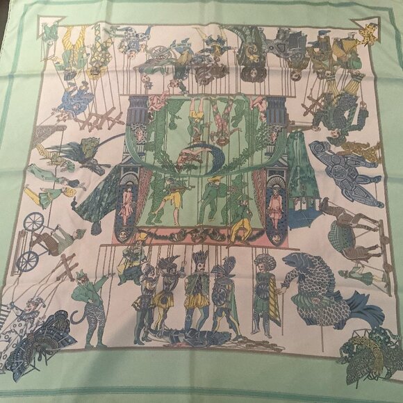 Hermes Accessories - Hermes silk scarf.  "Le Temps de Marionnette"